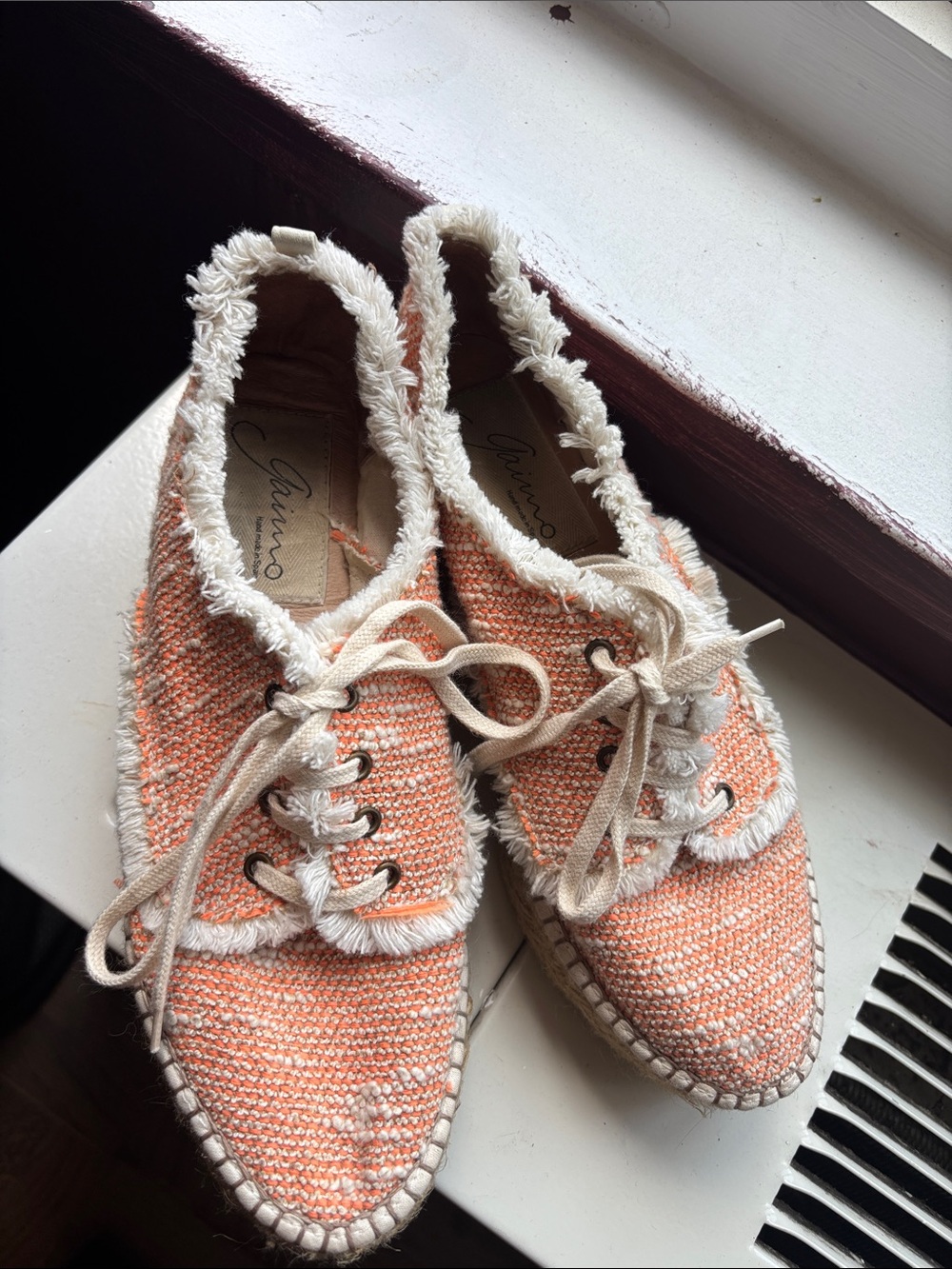 Handmade Espadrille Orange Sneakers - From Spain size 8